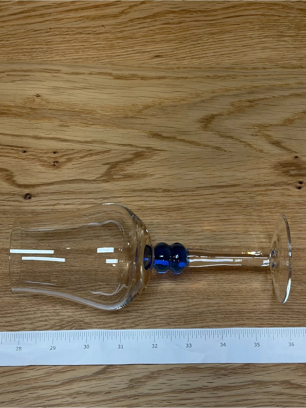 Crystal Blue Knop Tulip Wine Glasses - Set of 2 Vintage Cobalt Blue Accent